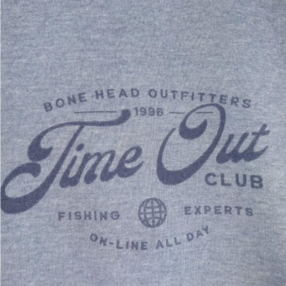 Bone Head Outfitters Blue Graphic Tee With Logo On Front And Back L Time Out - Picture 2 of 5